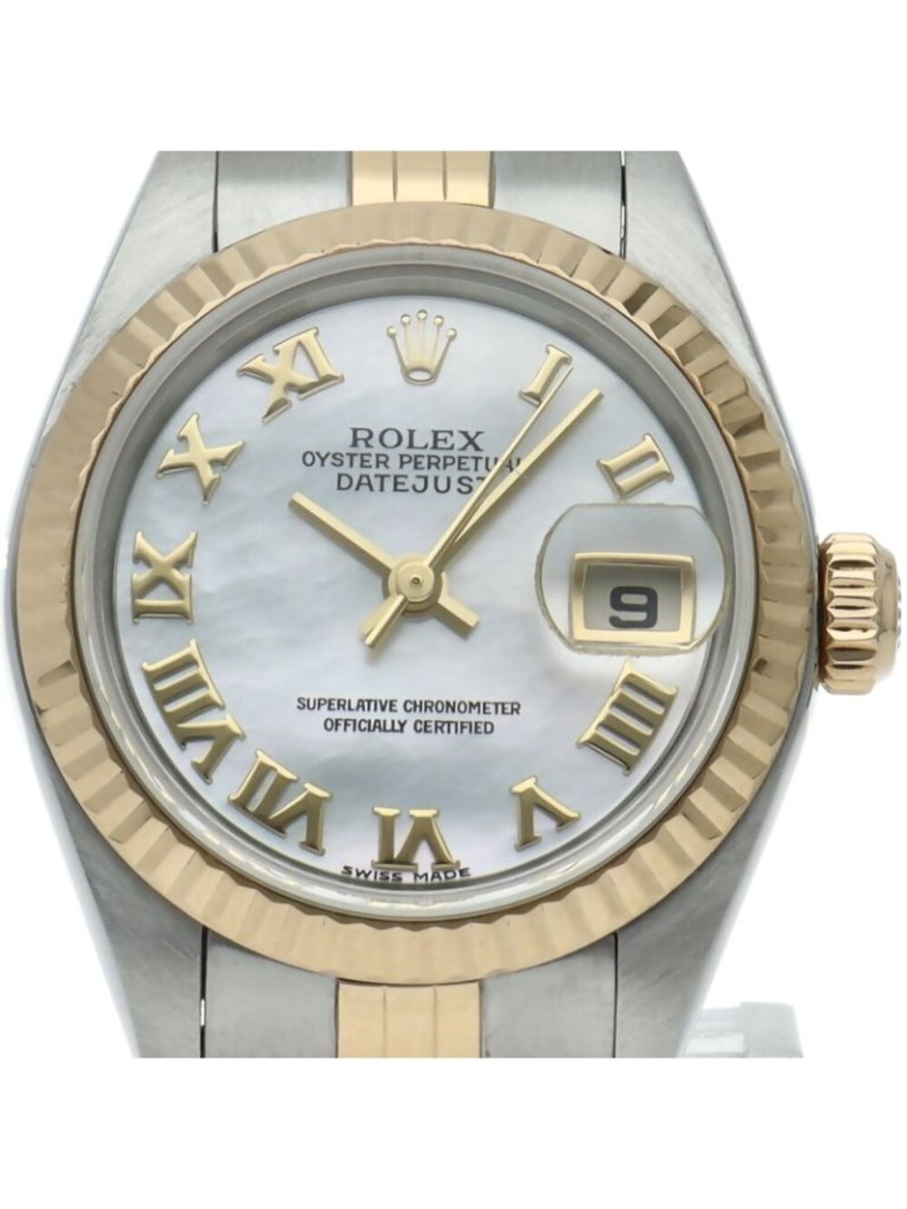 Rolex Datejust Watch Shell 18k Yellow Gold SS White Finish